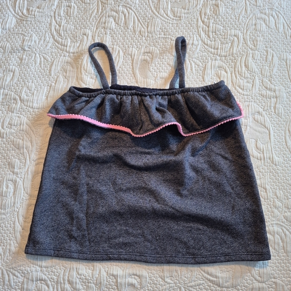 Janie and Jack girls size 10 sleeveless navy with pink trim shirt VGUC